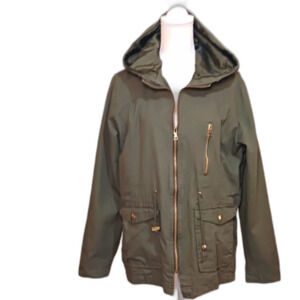 Bella Donna Women's Long SL Zipper Front Hooded Field Jacket. Olive XL